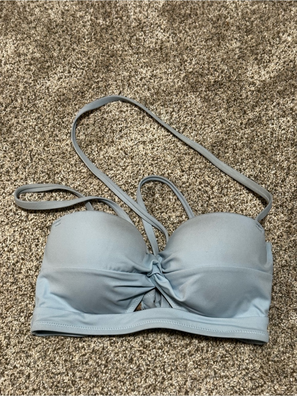 Shade and Shore Light Blue Twist-Front Bandeau Bikini Top